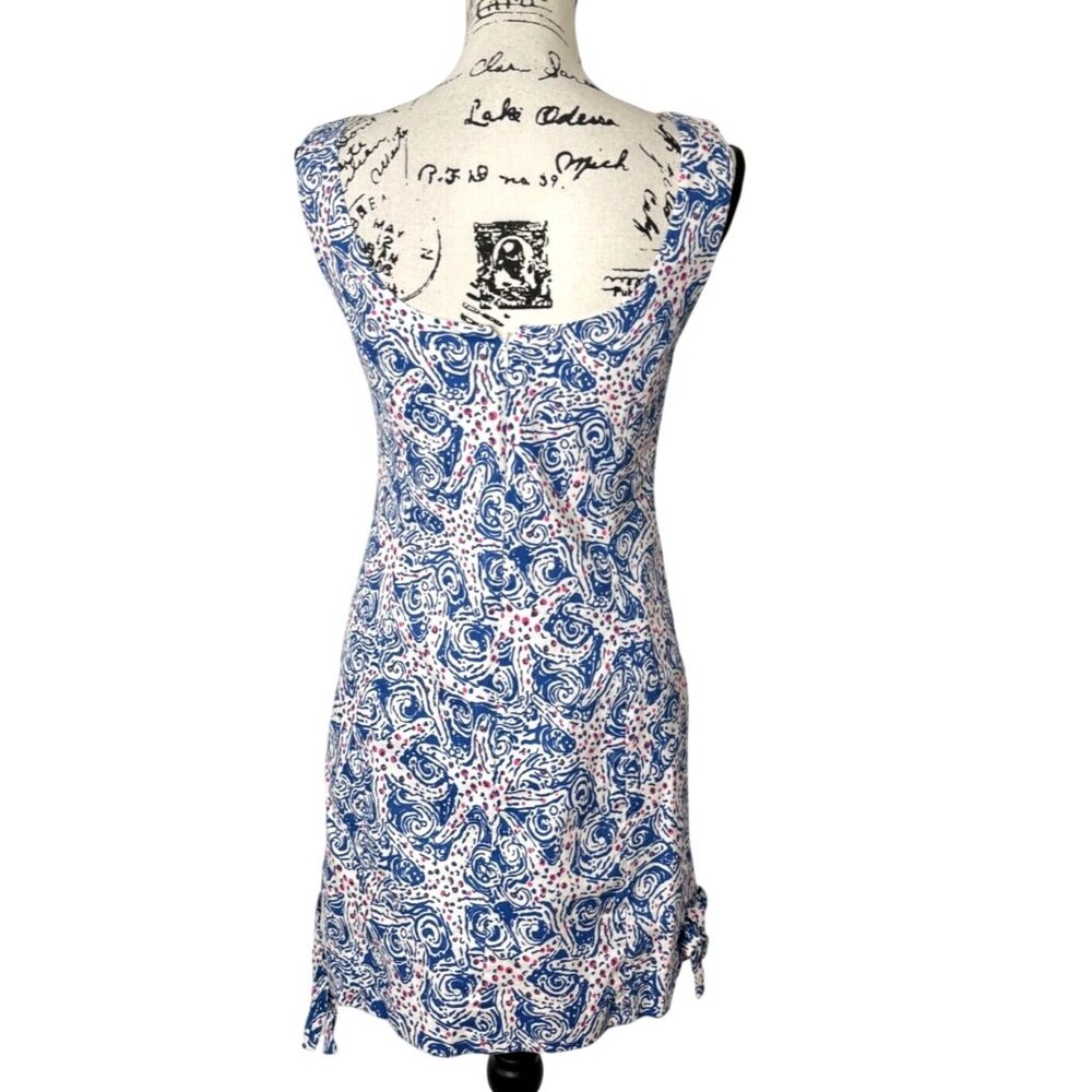 Lilly Pulitzer Delia Indigo Star Crush Shift Dress Size 4 Blue Pink White Cotton - Picture 4 of 9